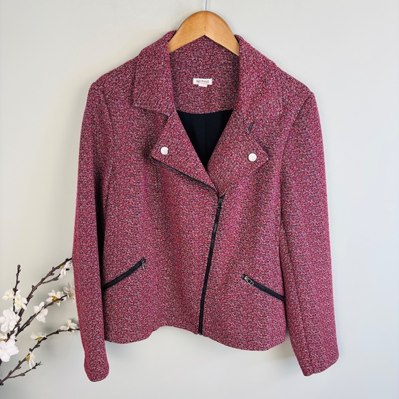 Westport Jackets & Blazers - Westport Pink Printed Knit Moto Jacket Size 1X